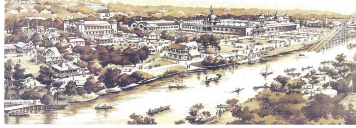 Illustration of the central grounds of the Cork International Exhibition, 1902