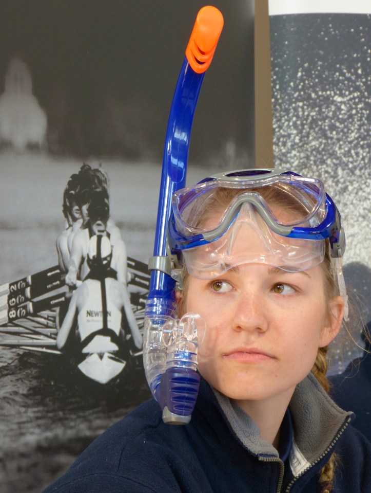 The Oxford women’s Blue Boat cox, Jennifer Ehr, makes an amusing reference to the sinking of her crew earlier in the week.