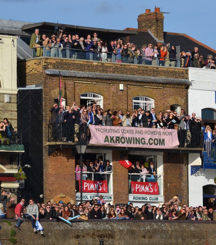 Auriol Kensington Rowing Club at Hammersmith viewed as the men’s race passed.