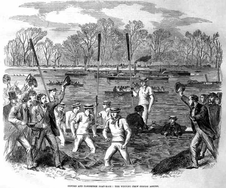 The winning crew goes ashore, 1863.