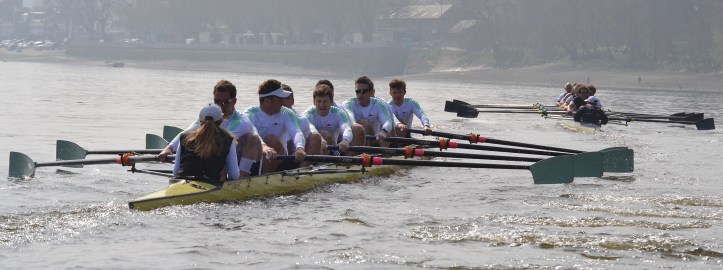 ‘Where are they?’ The race approaches Putney Embankment.