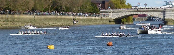 The Women’s Boat Race, a few strokes in.