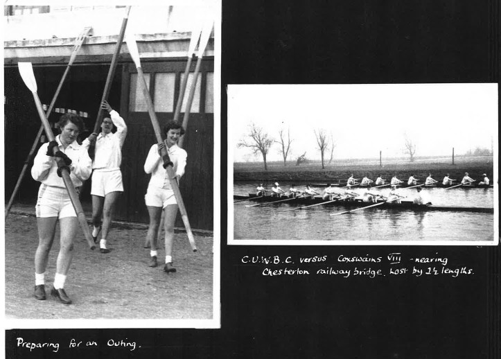 1956 rowers and crew racing against the coxes.