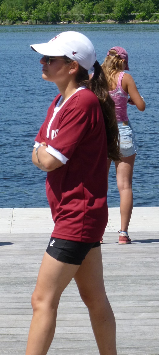 A disappointed Crimson cox, Jessi Izhakoff, who steered the Junior Varsity crew.