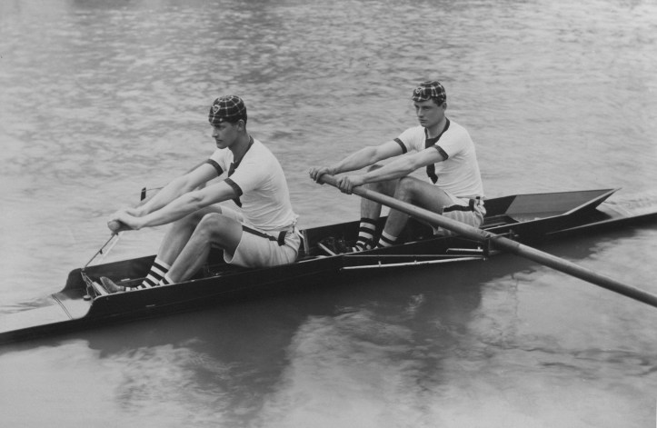 Hunting Howell (bow) in a pair with Adam Bell in 1898. Bell, who had rowed at Eton, was a remarkable oarsman. He won every open event on the River Cam.