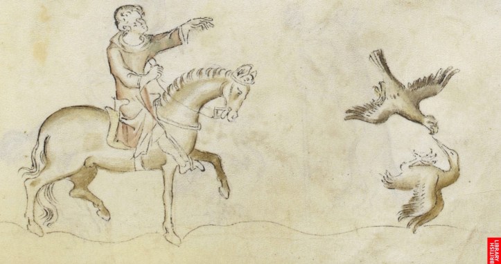 Hawking, one of the accepted ‘sport of kings’. Detail from the Queen Mary Psalter, England, circa 1310-1320. Picture: The British Library Board.