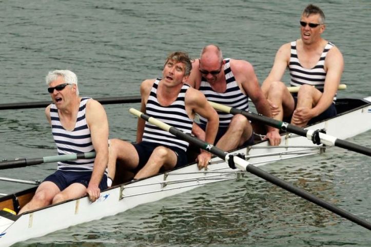 Exhausted oarsmen