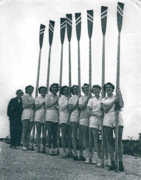Pic: Shirley, far right, with GB crew at the European Championships in Macon. Family picture.