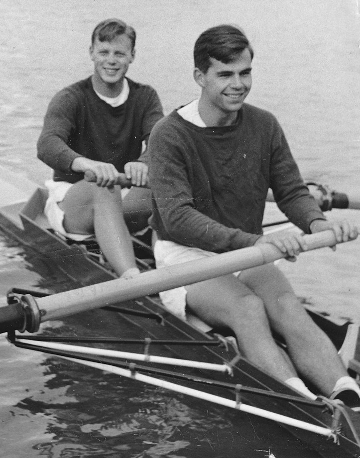 Pic 1. Richard Norton (bow) and Hugh Scurfield (stroke) of Hertford College, Oxford Boat Club, winners of the Silver Goblets and Nickalls’ Challenge Cup for coxless pairs at the 1959 Henley Royal Regatta.