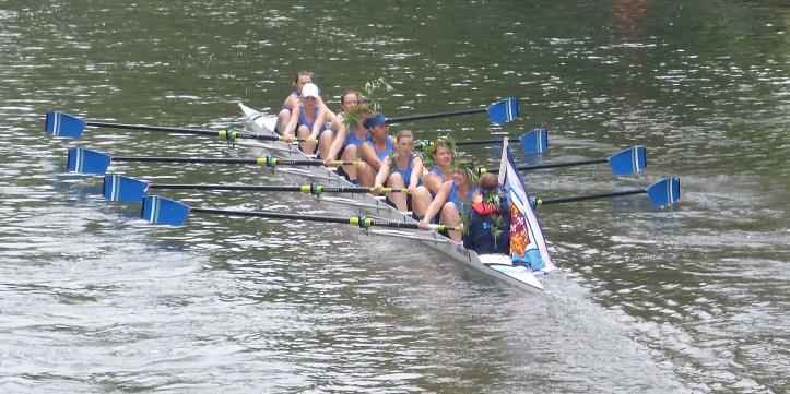 Pic 20. The St Edmund’s women’s boat. They started the first day at the bottom of Division Three and bumped every day to rise four places.