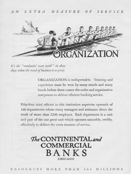 Pic 9. 1924: The Continental and Commercial Banks of Chicago proclaim the virtues of ‘everlasting team work’.