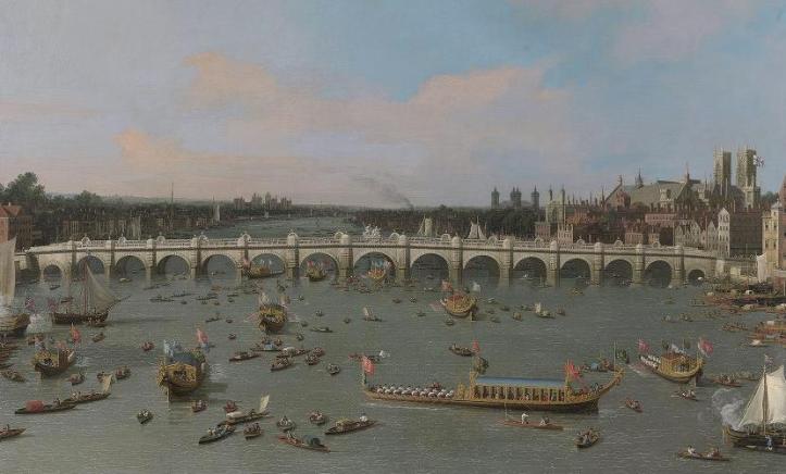 Canaletto’s Westminster Bridge, with the Lord Mayor’s Procession on the Thames – 29 October 1746. Yale Center for British Art, Paul Mellon Collection