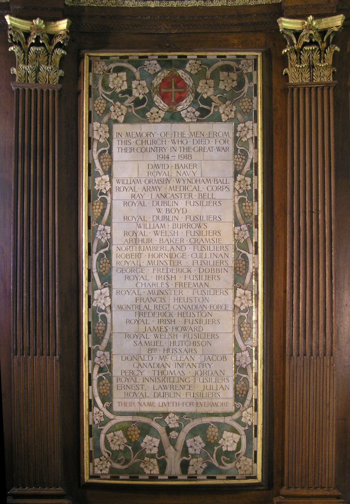 Great War Memorial, St. Ann’s Church, Dawson Street, Dublin.