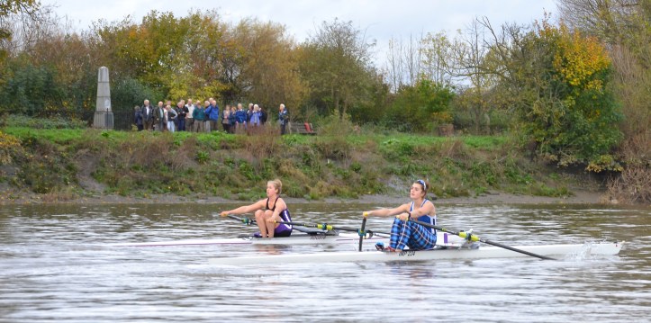 Pic 5. Hodgkins-Byrne (left) reached the Mile Post in 4.49, Francis (right) in 4.50.