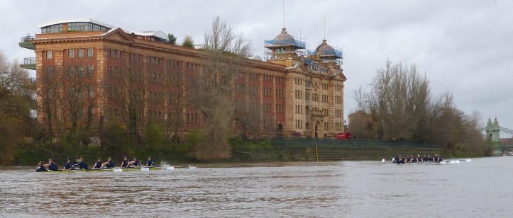 Pic 10. By Harrods, no one in the press boat had much doubt who would reach Chiswick Bridge first.