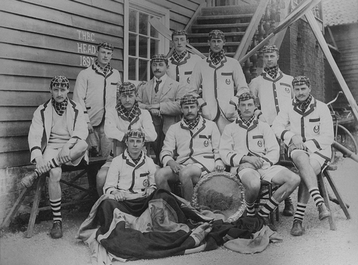 The 1897 Trinity Hall crew that won the Head of the River in their blazers or boating jackets. From Göran R Buckhorn’s book A Yank at Cambridge – B.H. Howell: The Forgotten Champion. (Photo courtesy of the Master and Fellows of Trinity Hall, Cambridge University.)