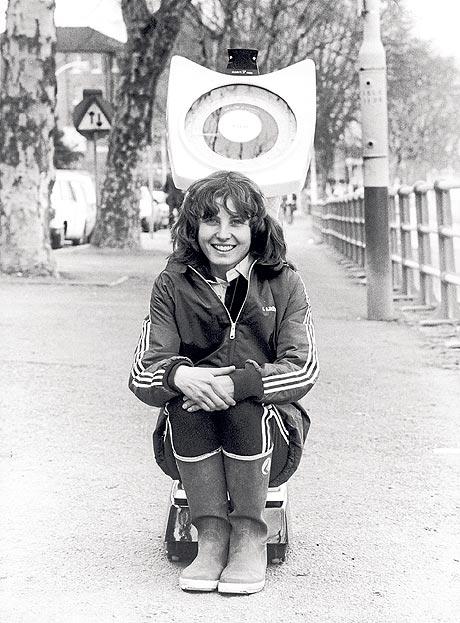 Pic 7. The first woman to take part in the Oxford-Cambridge Boat Race, Sue Brown, allegedly weighing-in at Putney in 1981. She coxed Oxford to victory in 1981 and 1982 despite the press seemingly vying with one another to see who could patronise her the most – as in this report in the Glasgow Herald of 18 February 1981.