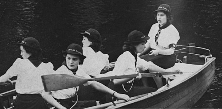 Pic 1. At the helm for sixty-four years. The then Princess Elizabeth steers a rowing boat as a member of the Sea Rangers in 1944.