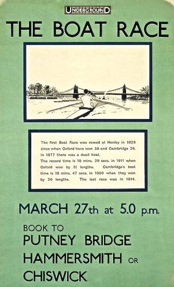 Pic 3. The date is correct for Boat Race Day 2016, but this London Underground poster was for the race of 1920.
