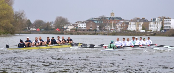 Pic 7. Above Hammersmith Bridge, a touch of oars.