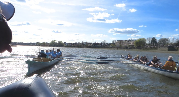 Pic 8. Both crews came close together approaching Chiswick Eyot.
