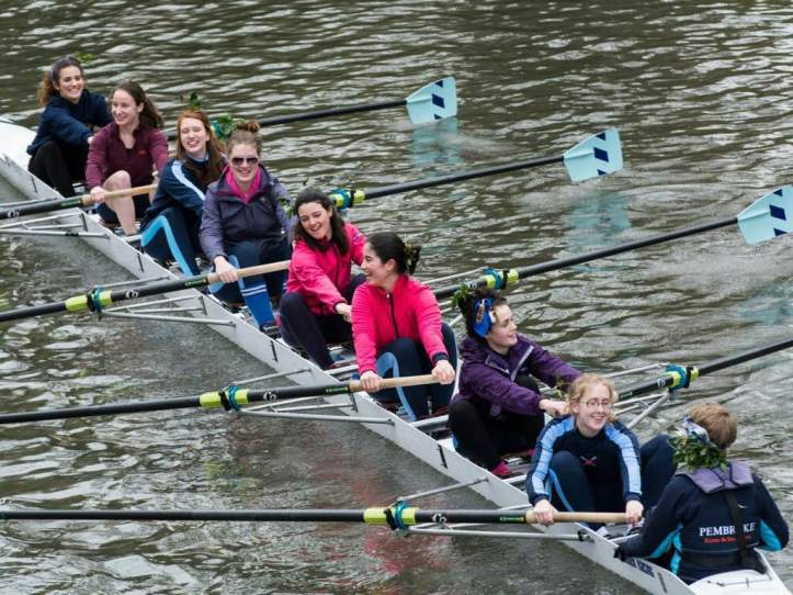 Picture 3 - Audrey rowed in six-seat for W2 in Lents last year. This picture was taken on the row home from our first ever bump, which is why we’re all grinning like idiots. Photo: Giorgio Divitini, a regular photographer of Bumps and other races on the Cam.