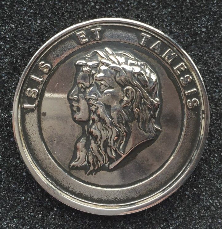 1875 Henley Royal Regatta winner’s medal. The engraving round the edge reads: ‘LADIES CHALLENGE PLATE FOR EIGHT OARS WON BY TRINITY COLLEGE DUBLIN 1875. R. W. JAMESON (BOW)’. Dia. 45mm.