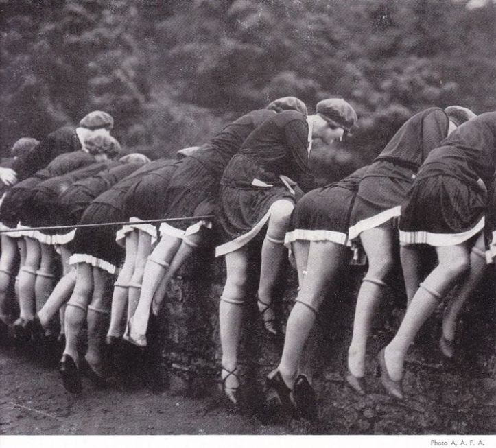 Caption: The style of the 1920s, rolled stockings.