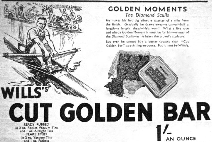 Pic 1. An advertisement from 1937, a time when many people smoked – and knew what the Diamond Sculls were.