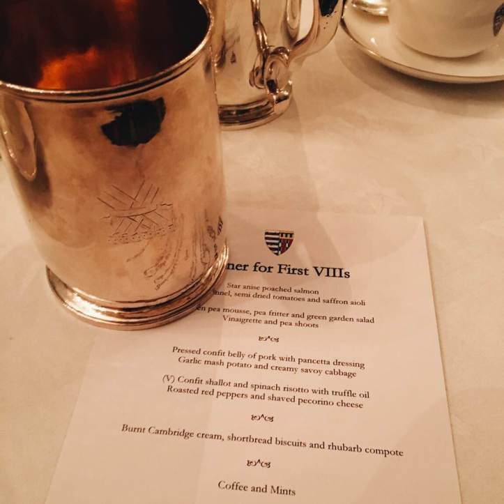 Picture 5: The menu for our black tie dinner with Master of Pembroke, Lord Chris Smith, and the tankard I was allowed to drink from. Photo: CL, with an iPhone 6 and VSCO.