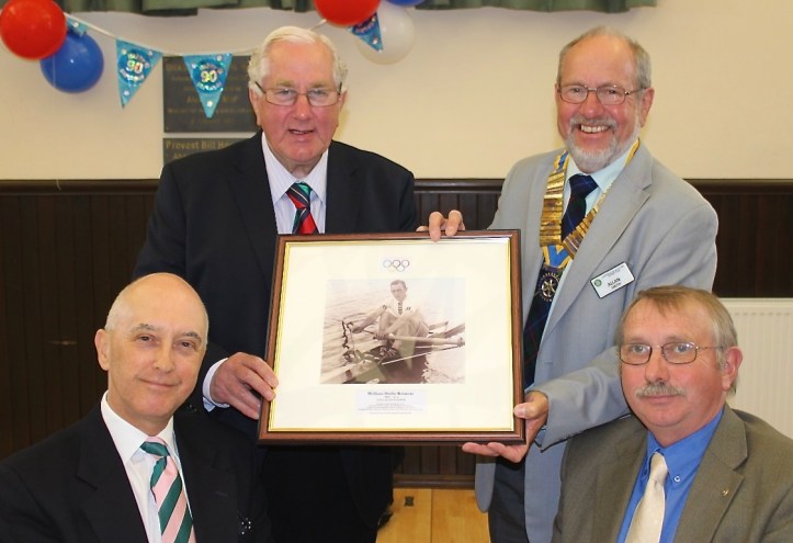 The Auriol Kensington Rowing Club presented a picture of Wally Kinnear to be hung in the Dickson Hall. Left to right, back row: Jim Brown and Allan Smith. Front row: Tim Koch and Peter Myles.