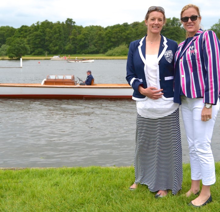 HWR committee members, Elise Cope (left) and Bibi Colgan (right). Bibi sports one of the new Henley Women’s Regatta blazers, a nice addition to an event that is developing its own traditions.