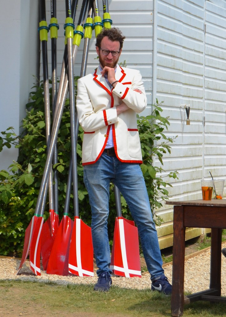 Pic 17. A member of Regent’s Park College Boat Club, deep in thought, possibly about string theory, possibly about rowing, possibly about having another Pimm’s.