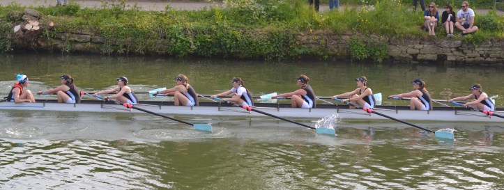 Head of the River, Wadham Women’s First Eight: Joe Reason (Cox), Rachel Anderson (Stroke), Anna Robotham (7), Maddy Badcott (6), Lia Orlando (5), Olivia Weatherhead (4), Lena Mangold (3), Maddy Butler (2), Eliza Mauhs-Pugh (Bow).