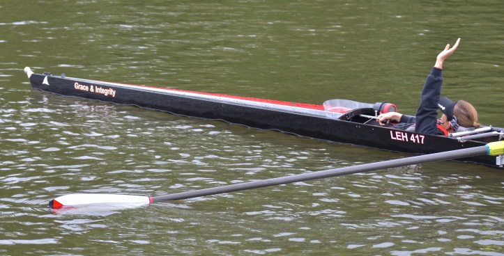 Lady Eleanor Hollis School on the start for their semi of J16 Coxed Fours in a splendidly named boat. I am sure that the very successful LEH Boat Club and the academically strong school have both qualities in abundance. They beat Henley RC by 1 1/2 lengths.
