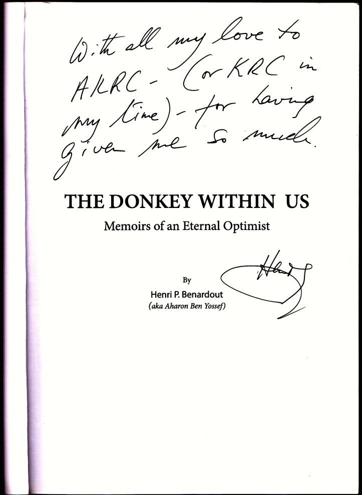 Pic 5. The dedication Henri wrote in the copy of his book that he gave to Auriol Kensington Rowing Club.