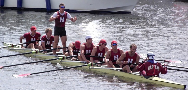 Harvard, pictured happy at Henley in 2012. In 2016, the Crimsons were not so happy on another Thames River, 3,000 miles away in Connecticut.