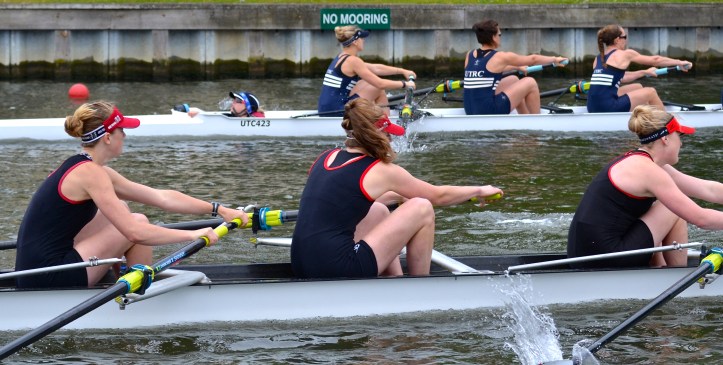 Club Fours - Worcester (in black and red) lead Upper Thames. They won by 1 1/4 lengths.