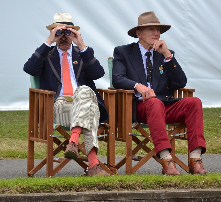 Watching me watching you. Two nonchalant Henley regulars keep a seasoned eye on Thursday’s action.