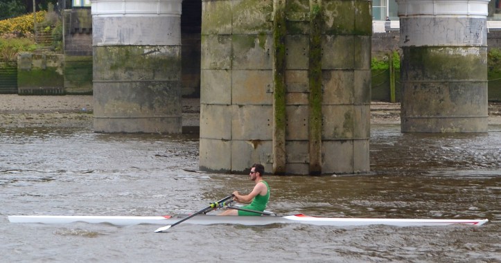 McCarthy at the finish, passing under the Albert Bridge.