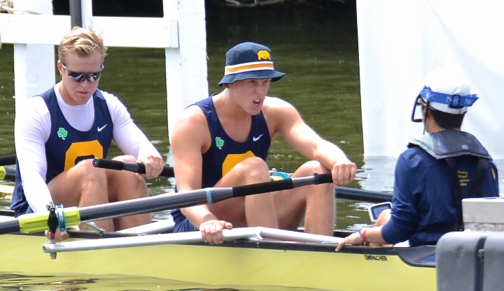 Cal stroke man Gosden-Kaye shows his fighting face. Several American oarsmen waiting on the start let out strange and random cries as well as banging the sides of their boat, actions not to my taste.