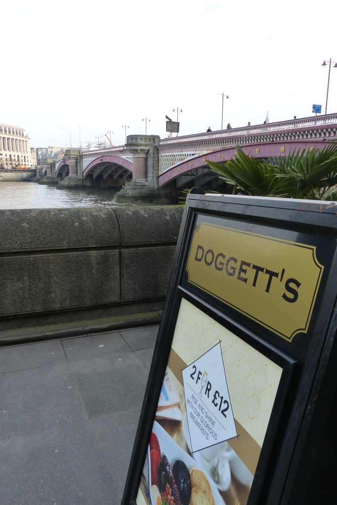 The view of Blackfriars Road Bridge from the Doggett’s pub.