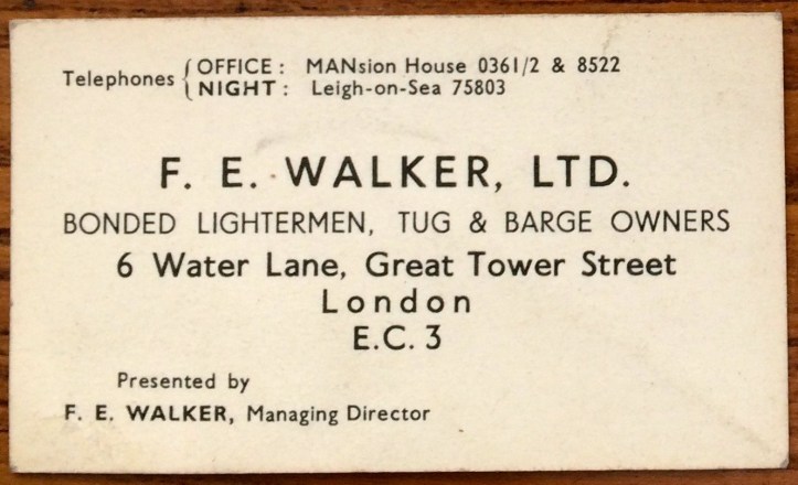 FE Walker’s business card from the company that he formed in 1920.