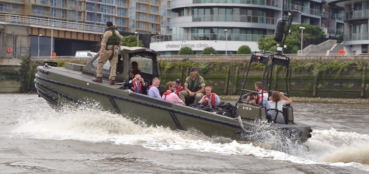 The Combat Support Boat is powered by water jet propulsion which allows high thrust at shallow draught. It is a versatile craft used for supply, engineering tasks and inland water patrols.