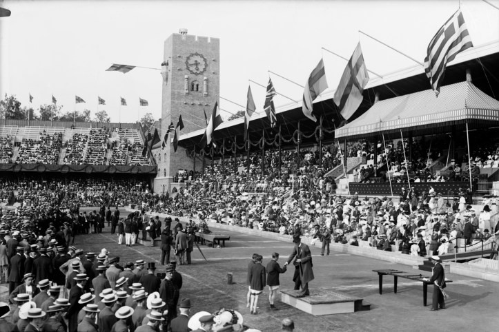 A medal ceremony at the Stockholm Olympic Stadium. Picture: stockholmskallan.se