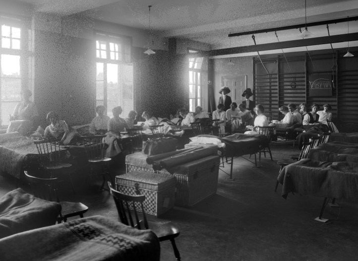 An innovation at Stockholm – official accommodation for the athletes. This is a dormitory for the female gymnasts. Picture: stockholmskallan.se