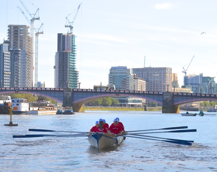 The Lords row to the start.