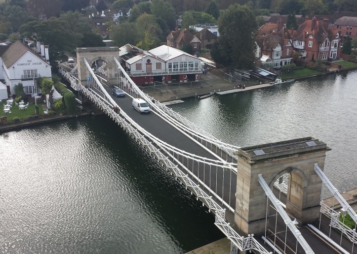 An aerial view of the fire damaged Marlow Rowing Club in 2011.