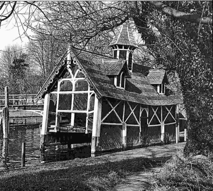 The boathouse in a state of decay.
