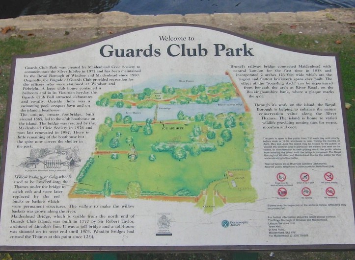 A sign in Guards Club Park telling the story of the place (click to enlarge).